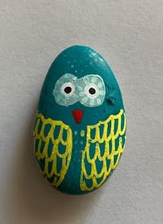 Deko Stein "Owl" (green/blue)