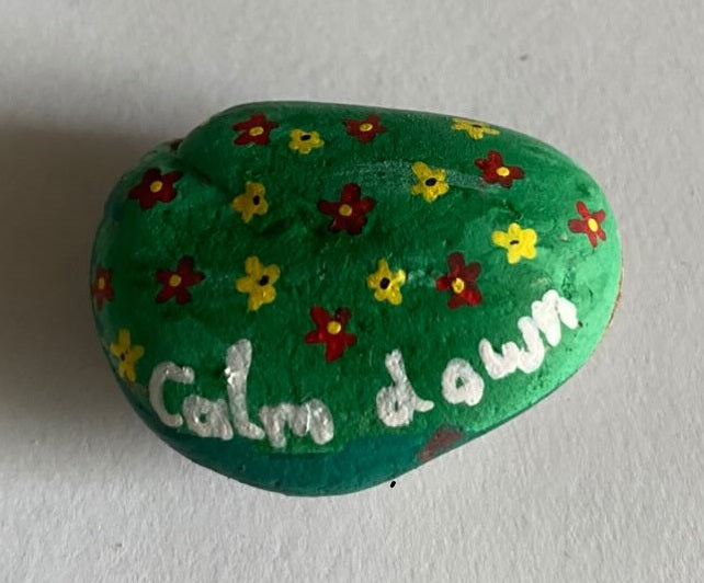 Deko Stein "Calm down" (floral)