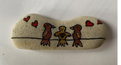 Deko Stein "Family of birds"