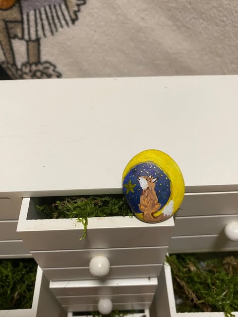 Deko Stein "Little fox in the moon"