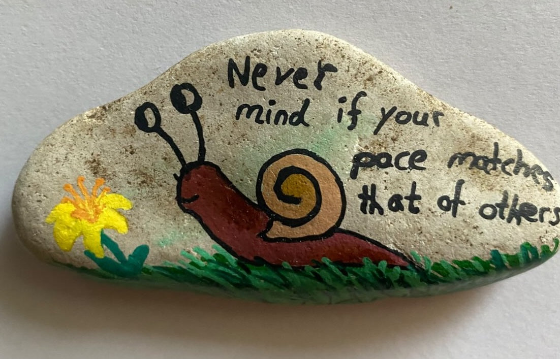 Decorative stone "Snailed it"