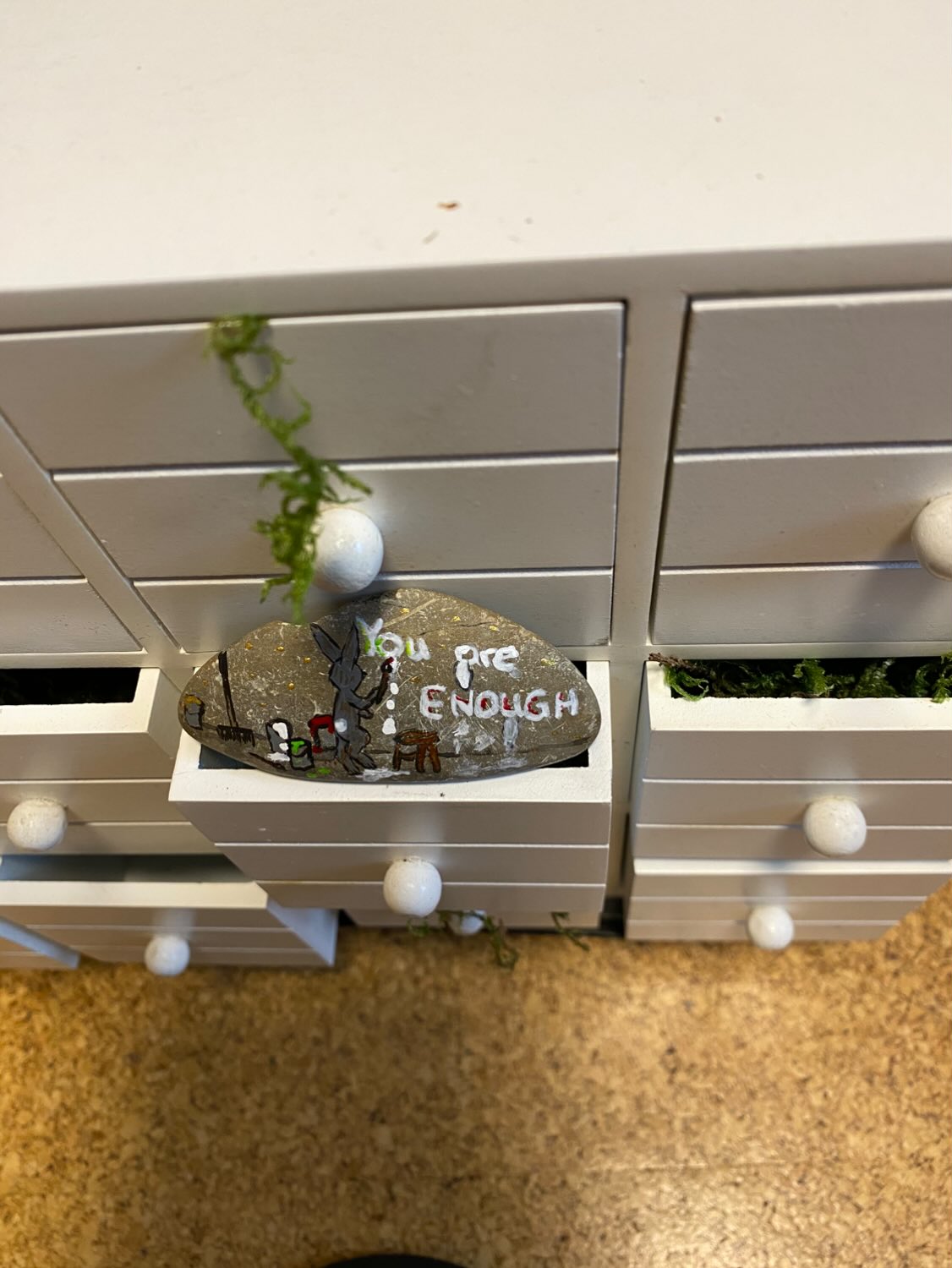 Deko Stein "You are Enough" (Painting Rabbit)