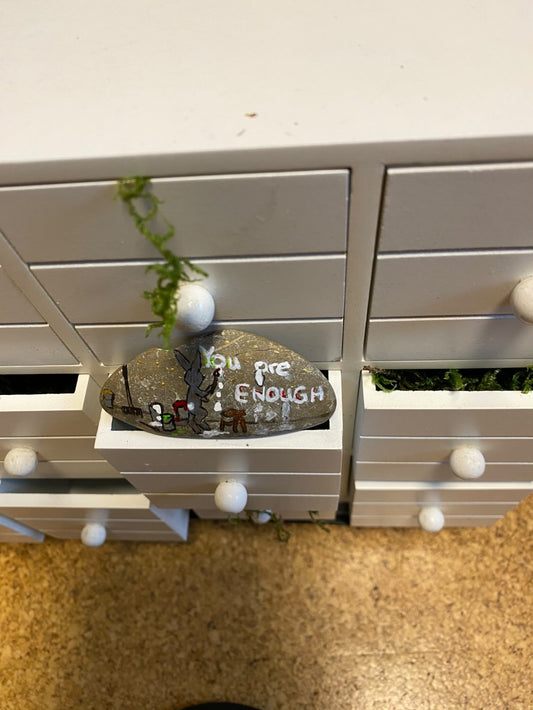 Deko Stein "You are Enough" (Painting Rabbit)