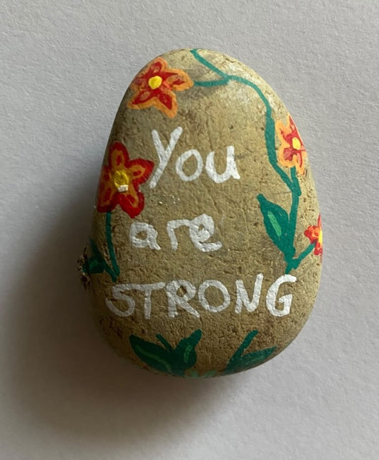 Deko Stein "You are strong" (flowers)