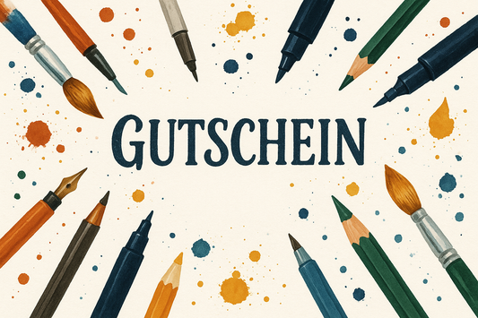Gutschein mit Pinseln und Stiften