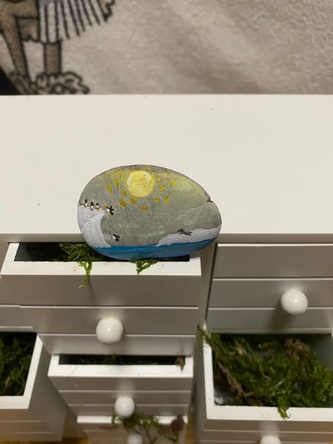 Deko Stein "Penguins under the sun"